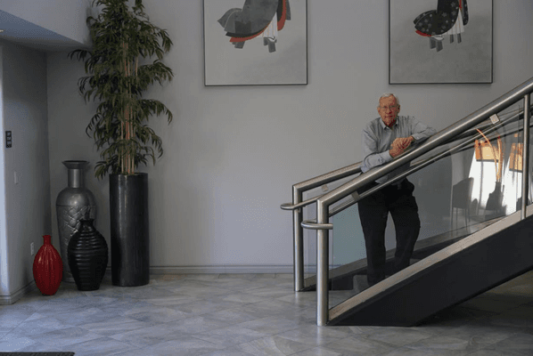 The curved stairwell in the lobby. Fortunately we are on the ground floor.