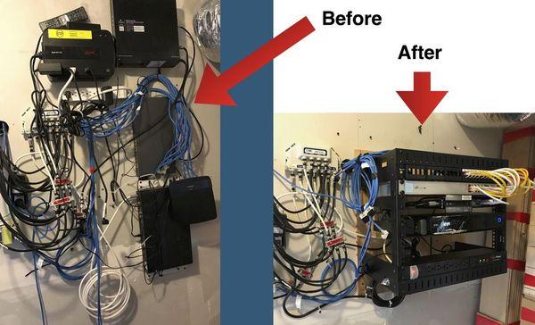 Before and after cable cleanup project