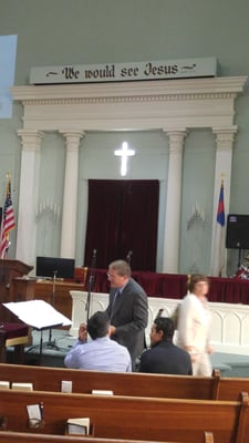 Inside Huntington Street Baptist Church.