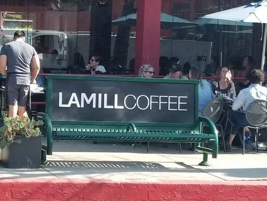 Streetside dining at La Mill