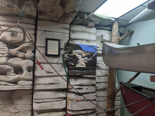 Visitor center exhibit for rock climbing - popular activity here!