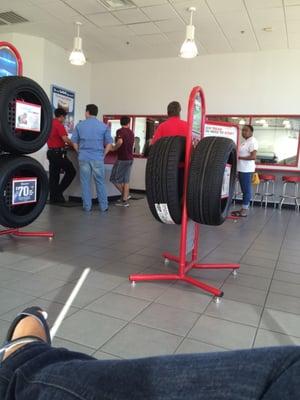 Inside of tire shop