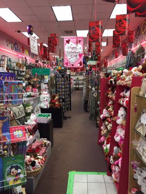 Valentines Day needs and other little trinkets and things all at the front of the store.