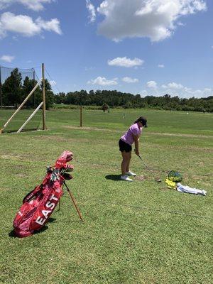 Client Ryleigh Knaub in Oviedo for golf lessons before competing for United States in Jr Solheim Cup, Jr Ryder Cup, ranked 11th in nation.