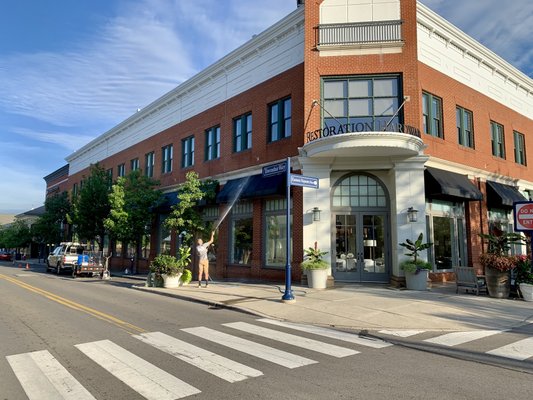 Pressure washing and window cleaning at Restoration Hardware in Easton.