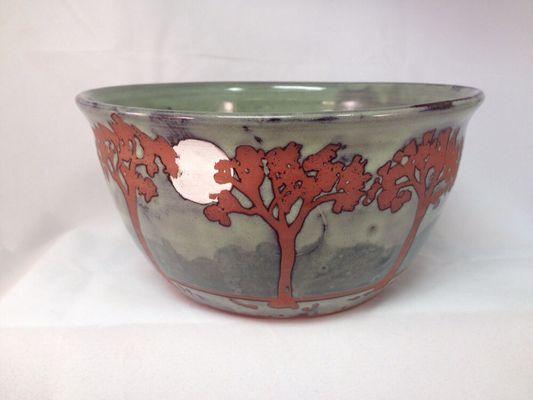 Large green full moon tree bowl