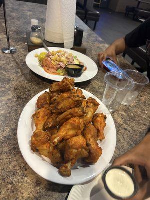 3lbs of wings and  a Antipasto Salad