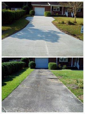 Before and After of concrete driveway removal and installation in Wilmington NC