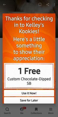 With Yelp Check-In Offer: 1 Free Custom Chocolate Dipped Shortbread  09-25-2022