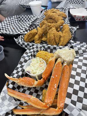 Crab legs  and catfish