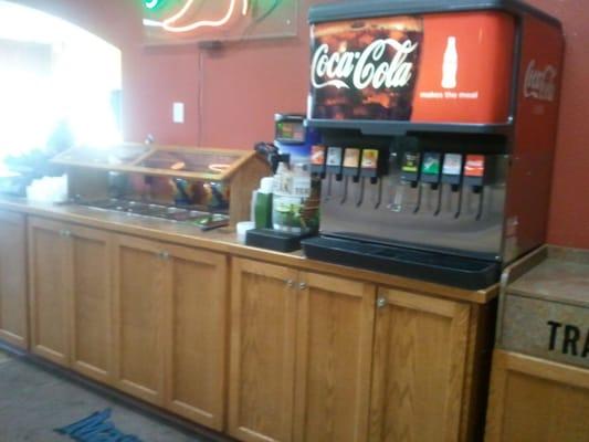 Salsa Bar and Soda station