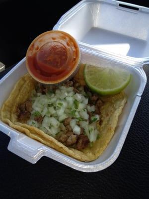 Carne asada taco, made by "Papa."  It was great.