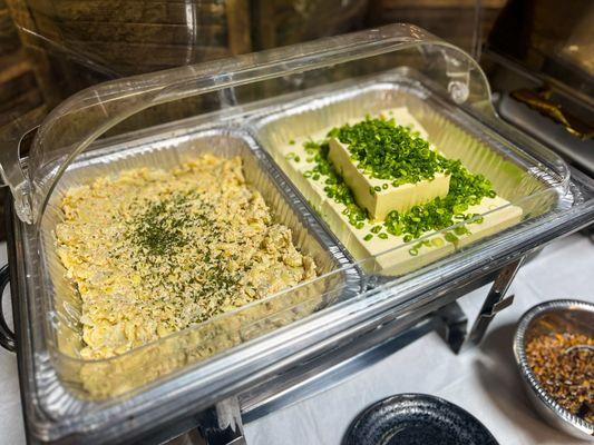 Homemade Potato Macaroni Salad and Tofu Platter