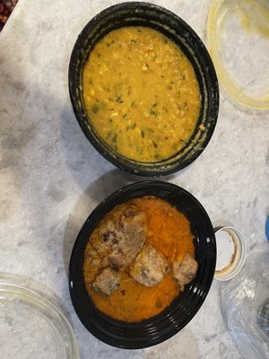 Dal, chicken korma