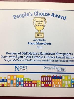 Thank you Novi-Northville pizza lovers for voting us BEST PIZZA for the 4th year!!