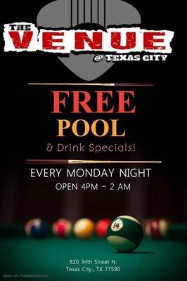 Free pool on Sundays and Mondays