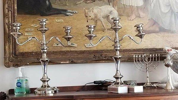 New plated candelabras.