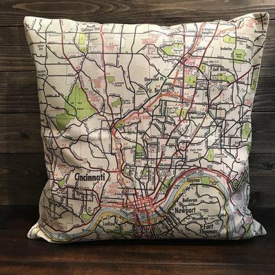 Cincinnati map pillow