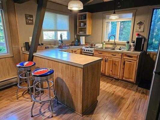 The flooring went beautifully with their cabinets.