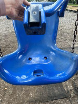 Handicap swing is missing the latch so it can't be secured properly