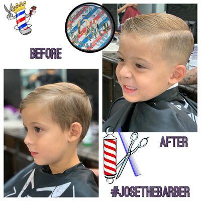 Before and after.  Kid's hair cut!