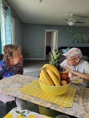 great conversation over snacks