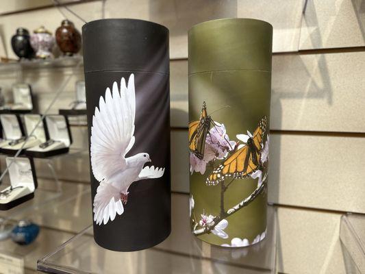 Two cremation urns for scattering ashes