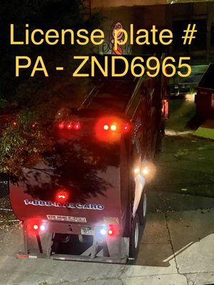 The trash truck committing this violation has a license plate # PA ZND6965 / Truck ID FE128.