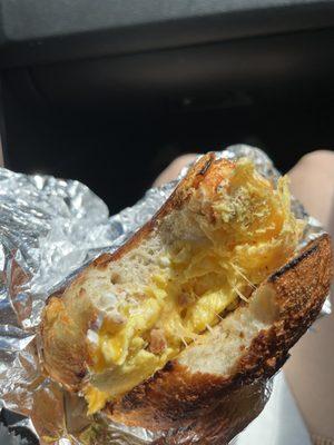 Bacon, egg, and cheese scramble (Their only breakfast sandwich)