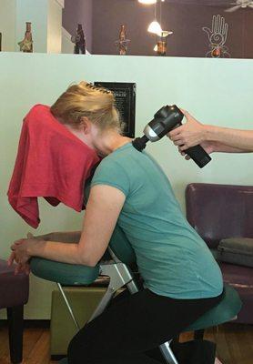 Massage guns are widely used among professional athletes to help speed recovery time.  Sometimes I incorporate a massage gun in my practice