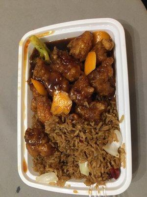 Orange chicken with fried rice