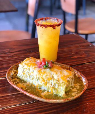 Try our Burrito Mojado submerged in salsa topped off with 4 types of melted cheeses and Pico de Gallo.