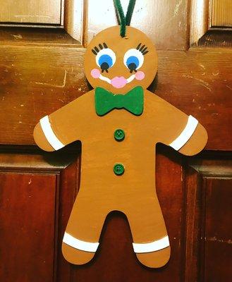 Small Hand-painted Gingerbread Man Door Hanger