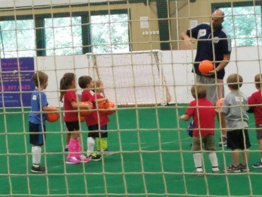 Soccer practice with coach Nick.