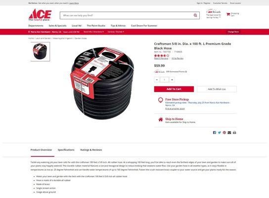 Ace Hardware's online price had no warning that it might differ from the in-store price !!