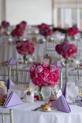 Vibrant centerpieces courtesy of Marine Florists. Photo credit: Tino Photography