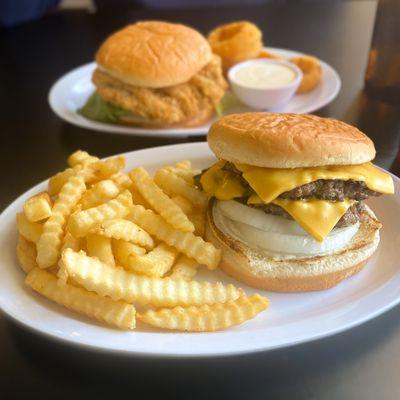 Double cheeseburger & chicken fried steak sandwich