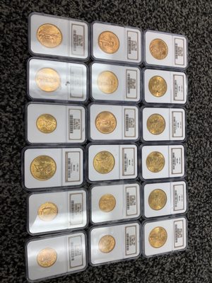 Rare graded gold coins.