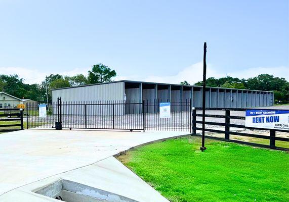 Facility entrance showing outside 15x50 boat and RV storage units.