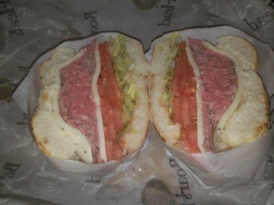 Exactly as ordered,roast beef super rare..oregano...oil and vinegar...provolone..tomato(vine ripe look!!) THANK Veronica!!!]