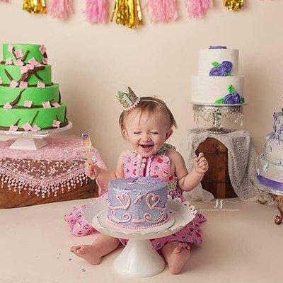 Talia herself (1 year old cake-smash photo shoot. Photo by Selena Stoney Photography)