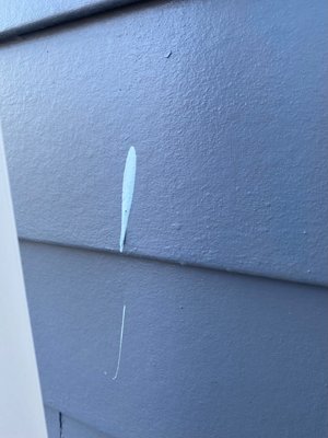 Paint drips in multiple locations inside and out.