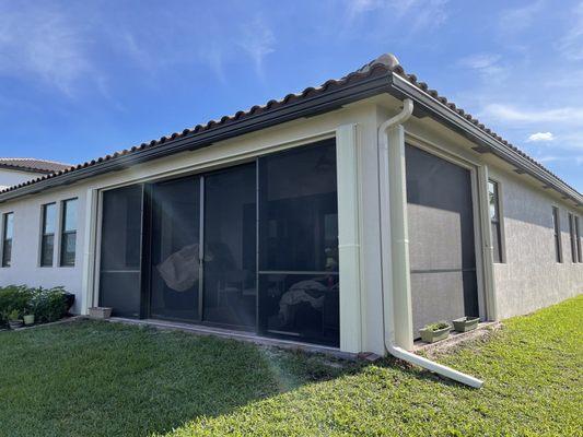 This is our completed project. The shutters blend in really well with our home.