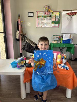 My son at an awesome art class