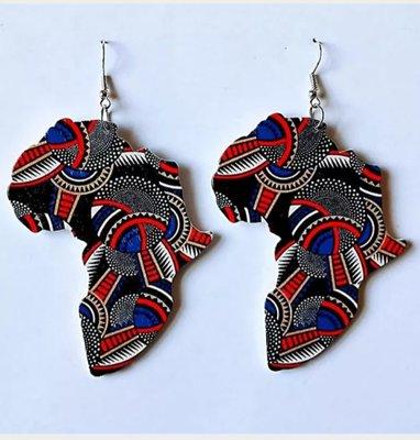 Map of African  wooden earrings