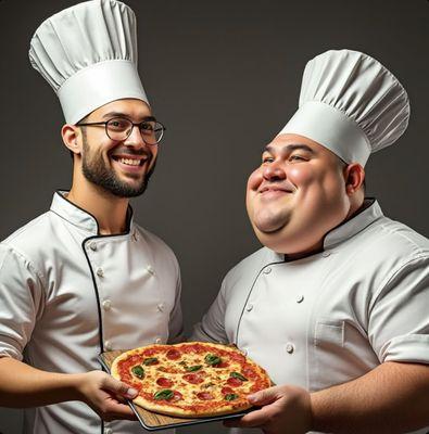 Chefs with pizza