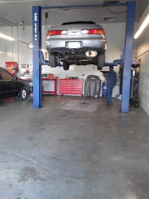 Getting an oil leak checked out at East Bay Auto.