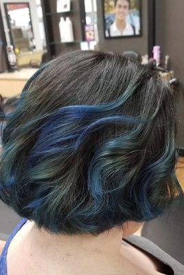 Retro blue balayage done by Cristy