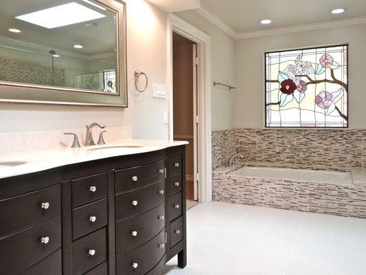 Bathroom Vanity and counter, Tub tiles