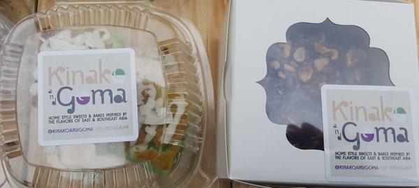 Pandan Butter Mochi & Hojicha Hazelnut Pound Cake that Wendy bought from Kinako & Goma (6/5/22)